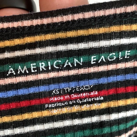 American Eagle Multicolor Striped Cropped Tank Top - Picture 3 of 5
